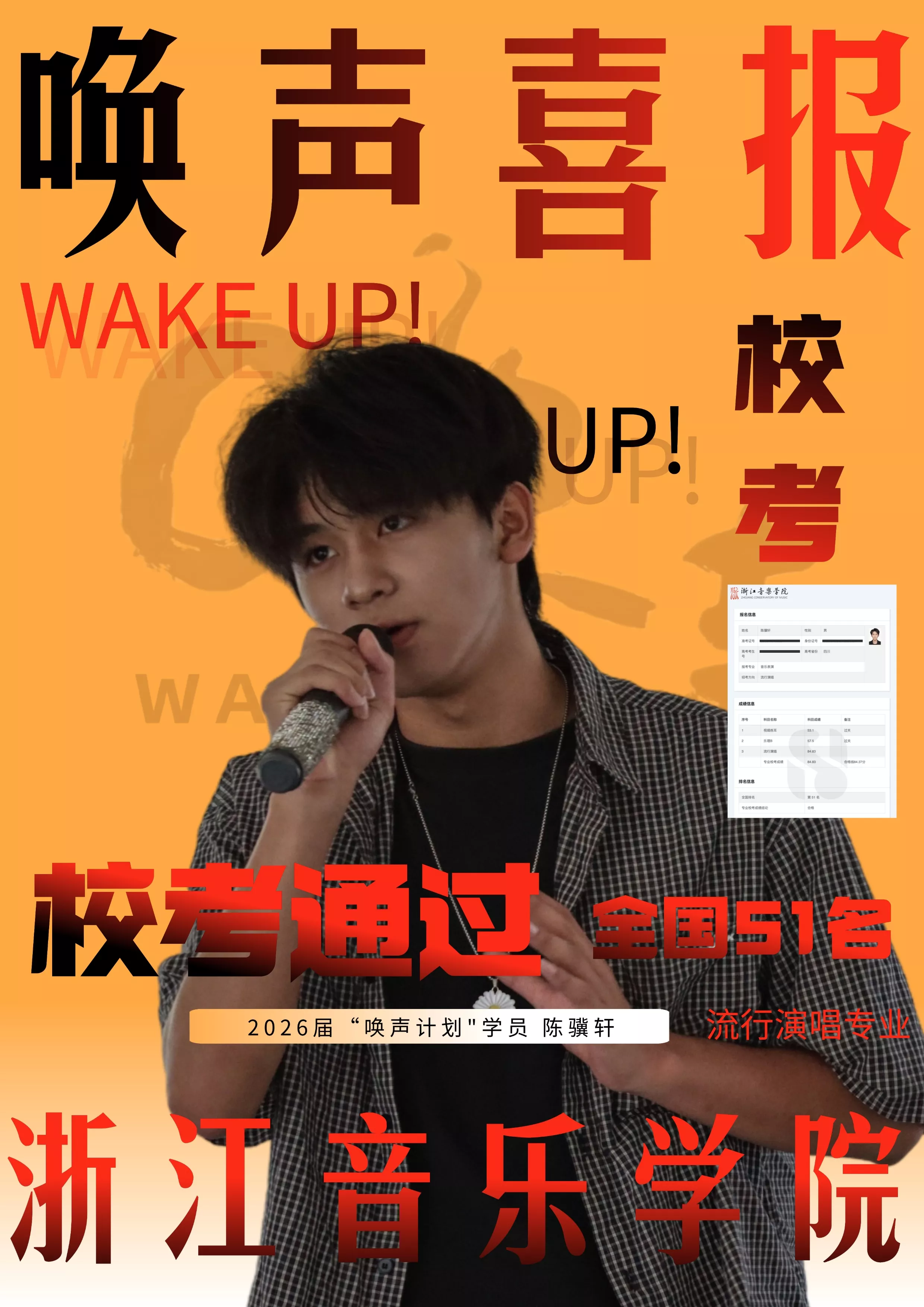 浙江音乐学院全国51名
